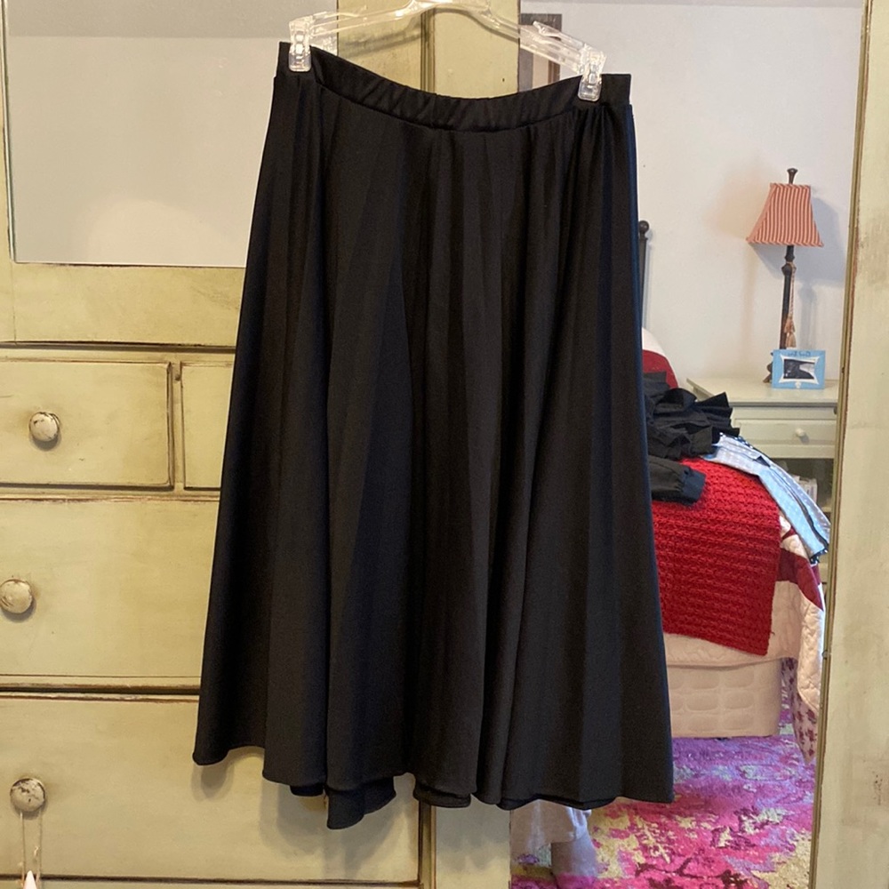 Black Vintage Polyester Pleated Circle Skirt